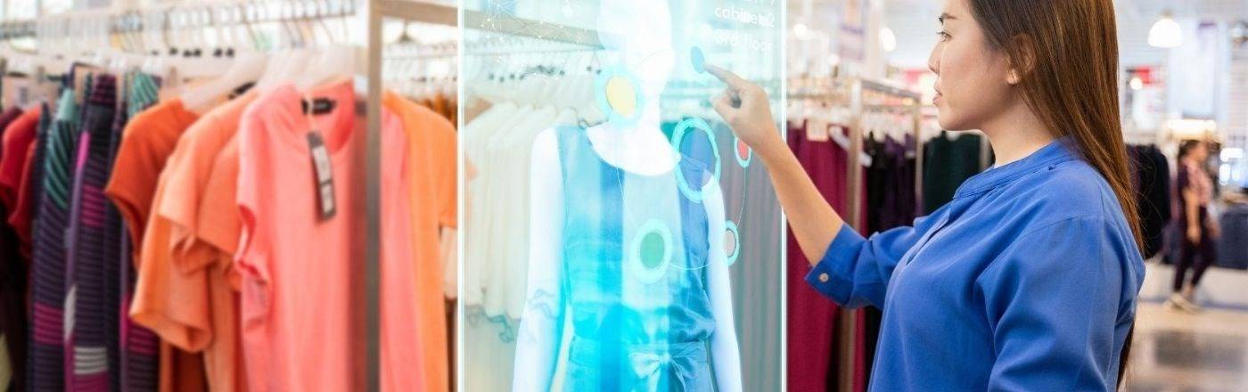 woman shopping in store overlaid with graphics